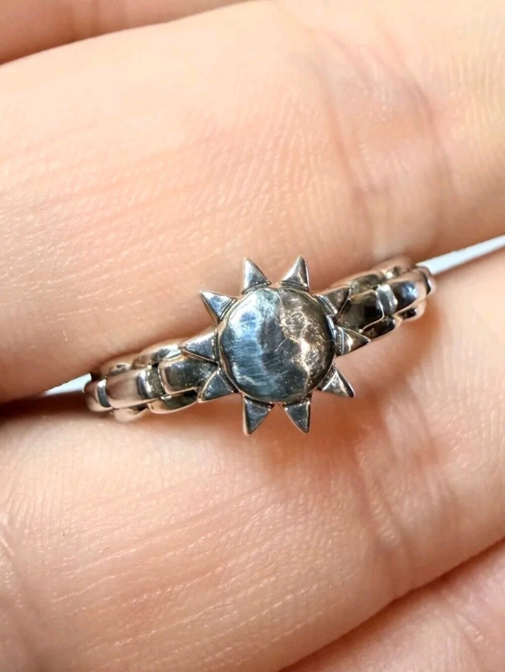 John Hardy JAI Sterling Silver Symbols of Love Box Chain Texture Ring